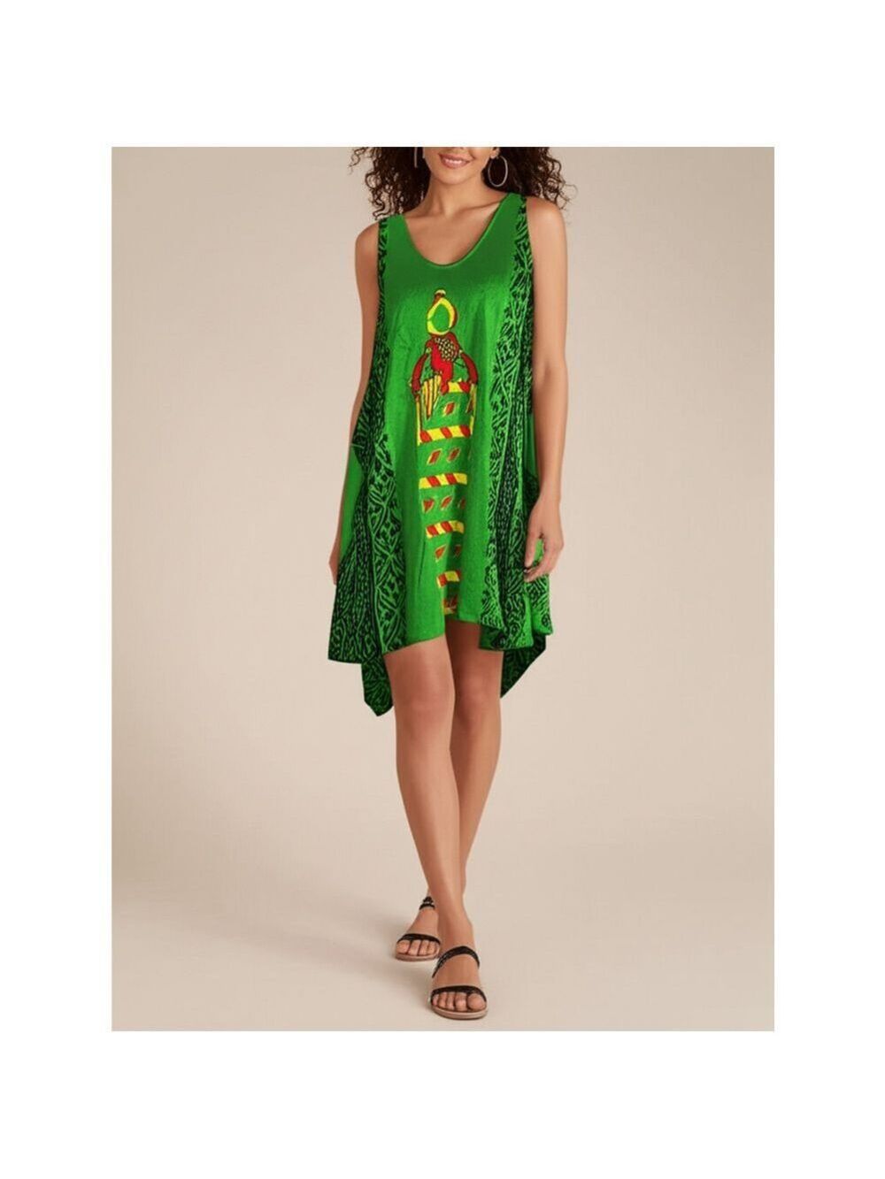 Seven Islands Green Graphic Sun Dress Size S
